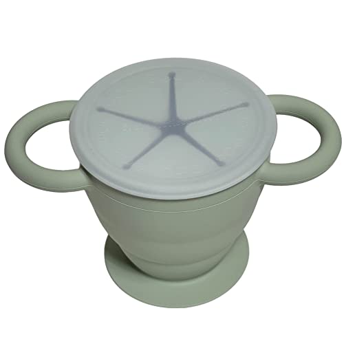 BraveJusticeKidsCo. | Snack Attack II Snack Cup | Collapsible Silicone Snack Container | Toddler and Baby Snack Catcher Lid
