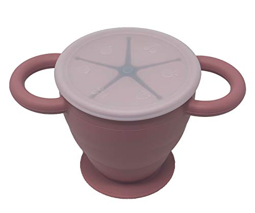 BraveJusticeKidsCo. | Snack Attack II Snack Cup | Collapsible Silicone Snack Container | Toddler and Baby Snack Catcher Lid