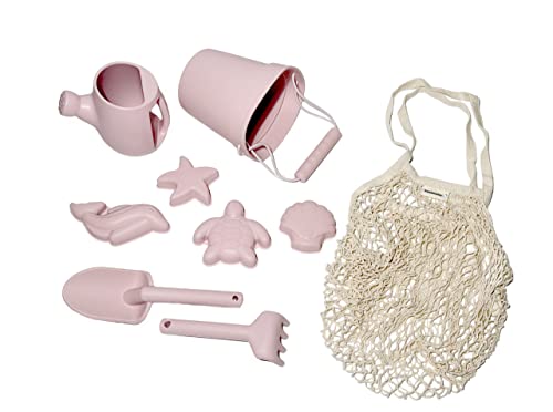 BraveJusticeKidsCo. | Silicone Summer Beach Set XL | Toddler Sandbox Toys | + Beach Bag + Watering Can & Rake