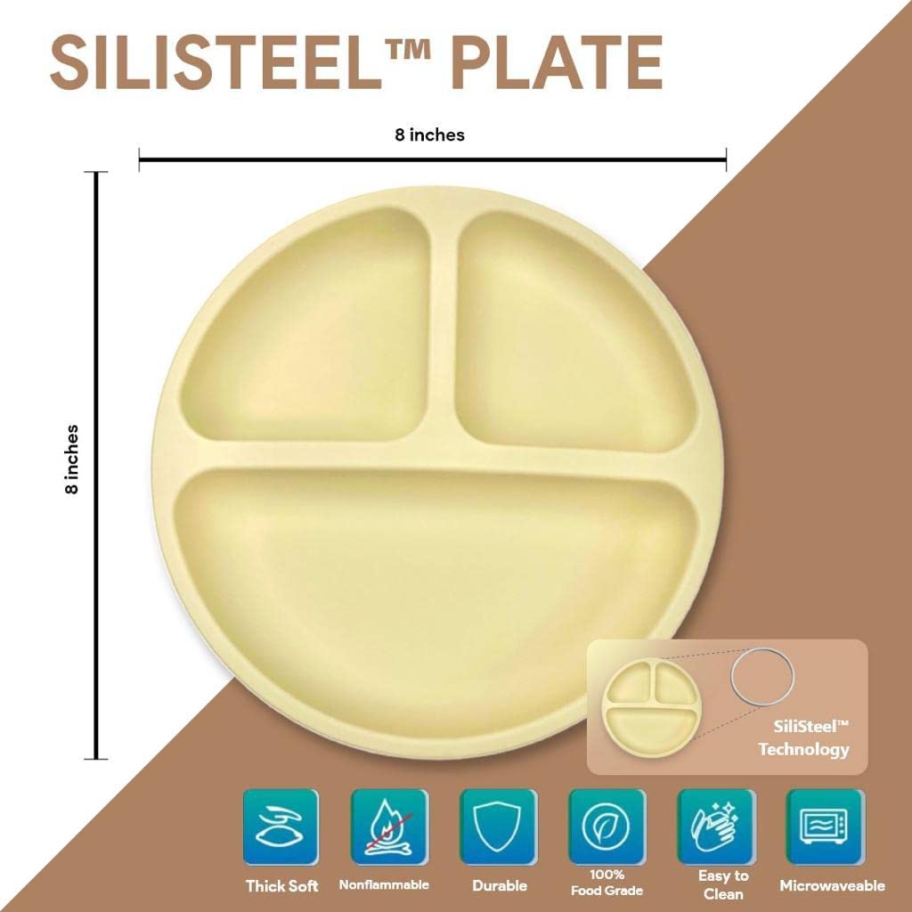 BraveJusticeKidsCo. | SiliSteel™ 3 Pack Silicone Plate for Kids and Toddlers | Baby-led feeding | Patent Pending…