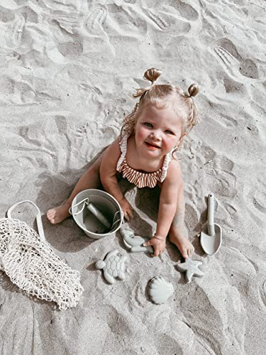 BraveJusticeKidsCo. | Silicone Summer Beach Set XL | Toddler Sandbox Toys | + Beach Bag + Watering Can & Rake