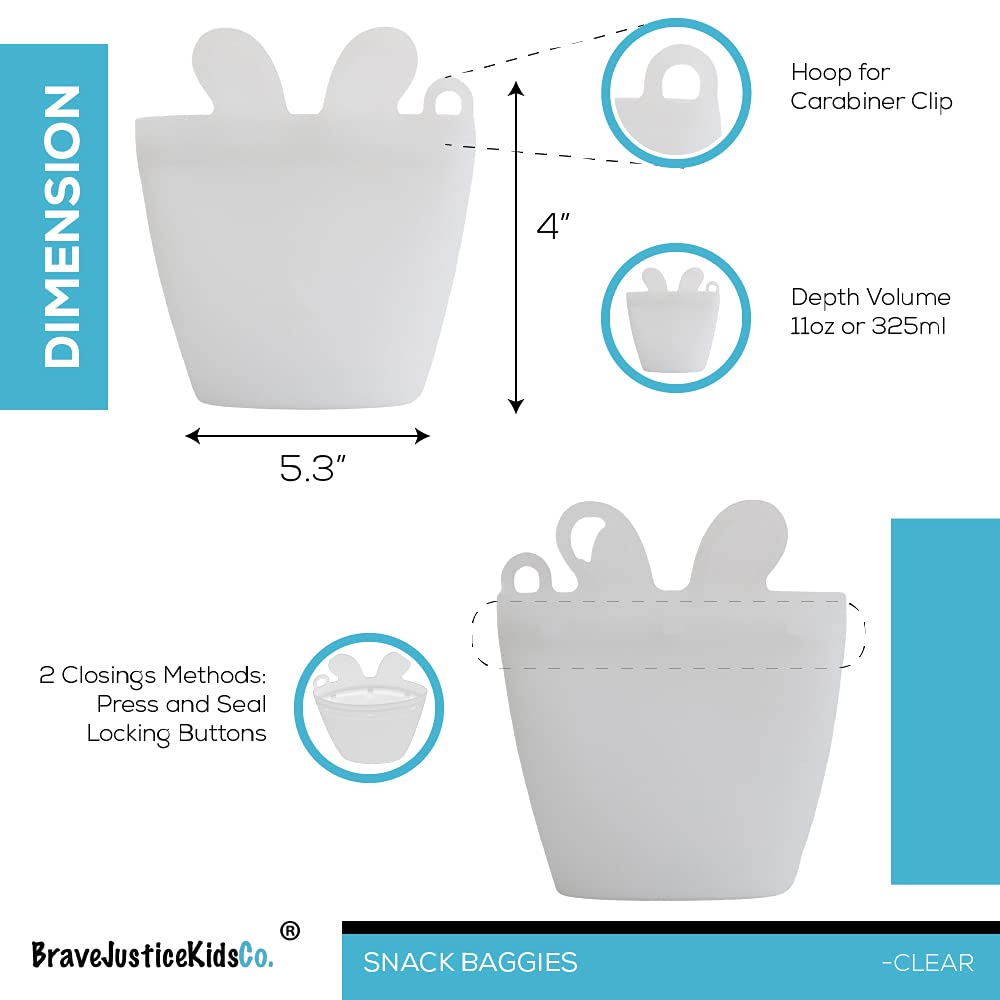 BraveJusticeKidsCo. | Snack Baggie™ Silicone Reusable Food Storage Container for Toddlers