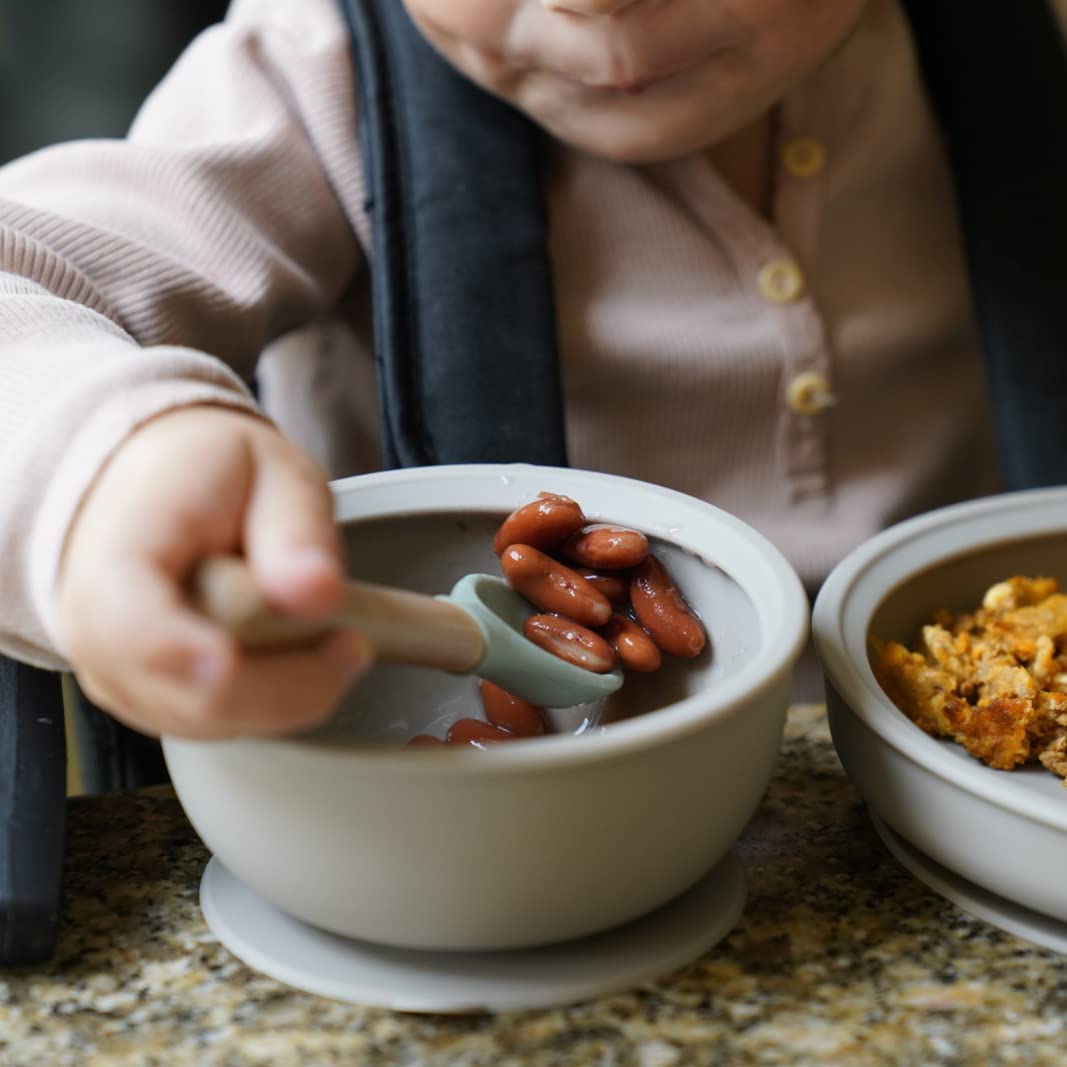 BraveJusticeKidsCo. | Silicone Assist Plate and Assist Bowl Combo Pack for Toddler and Baby | Baby-led feeding