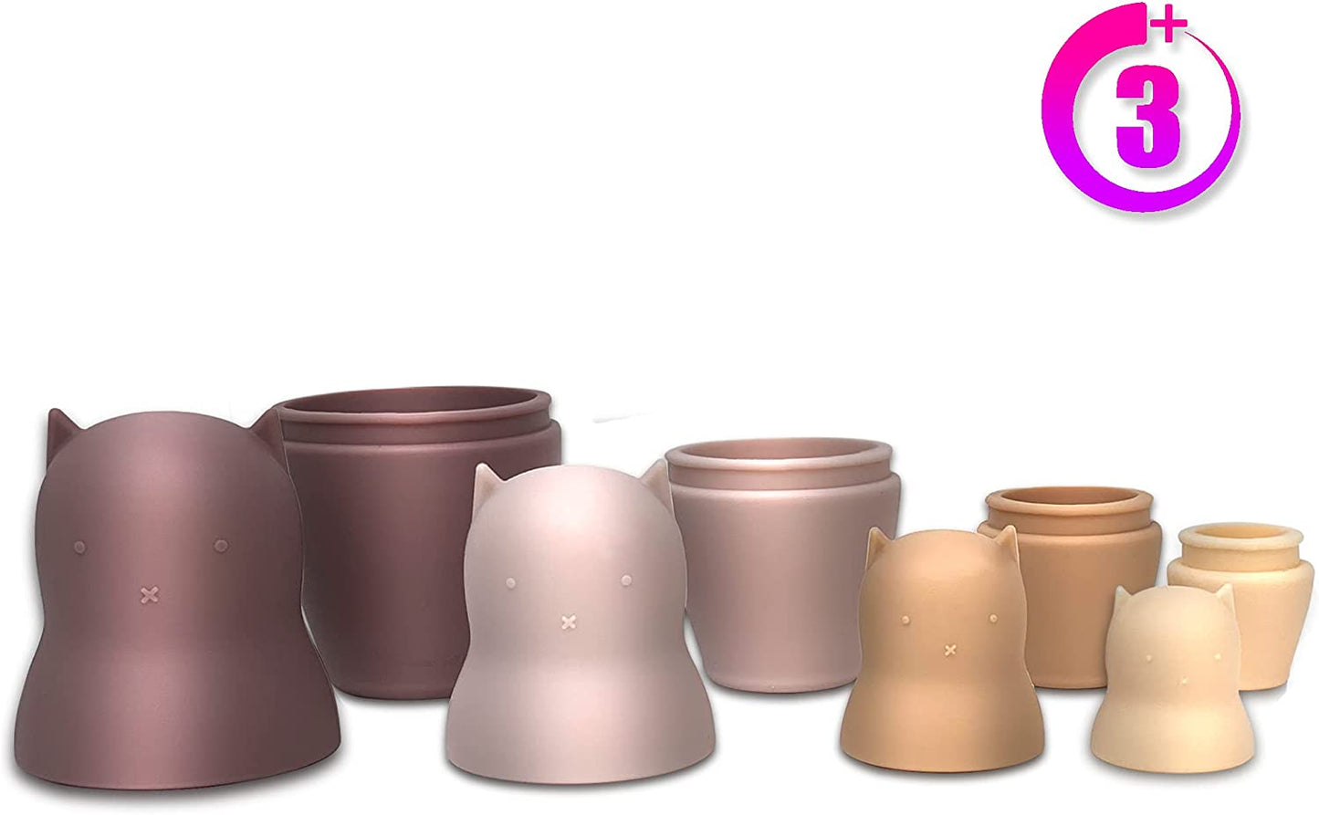 BraveJusticeKidsCo. Hide N Seek Toddler (3+) Silicone Stacking Nesting Dolls Toy: Kozy Kittens