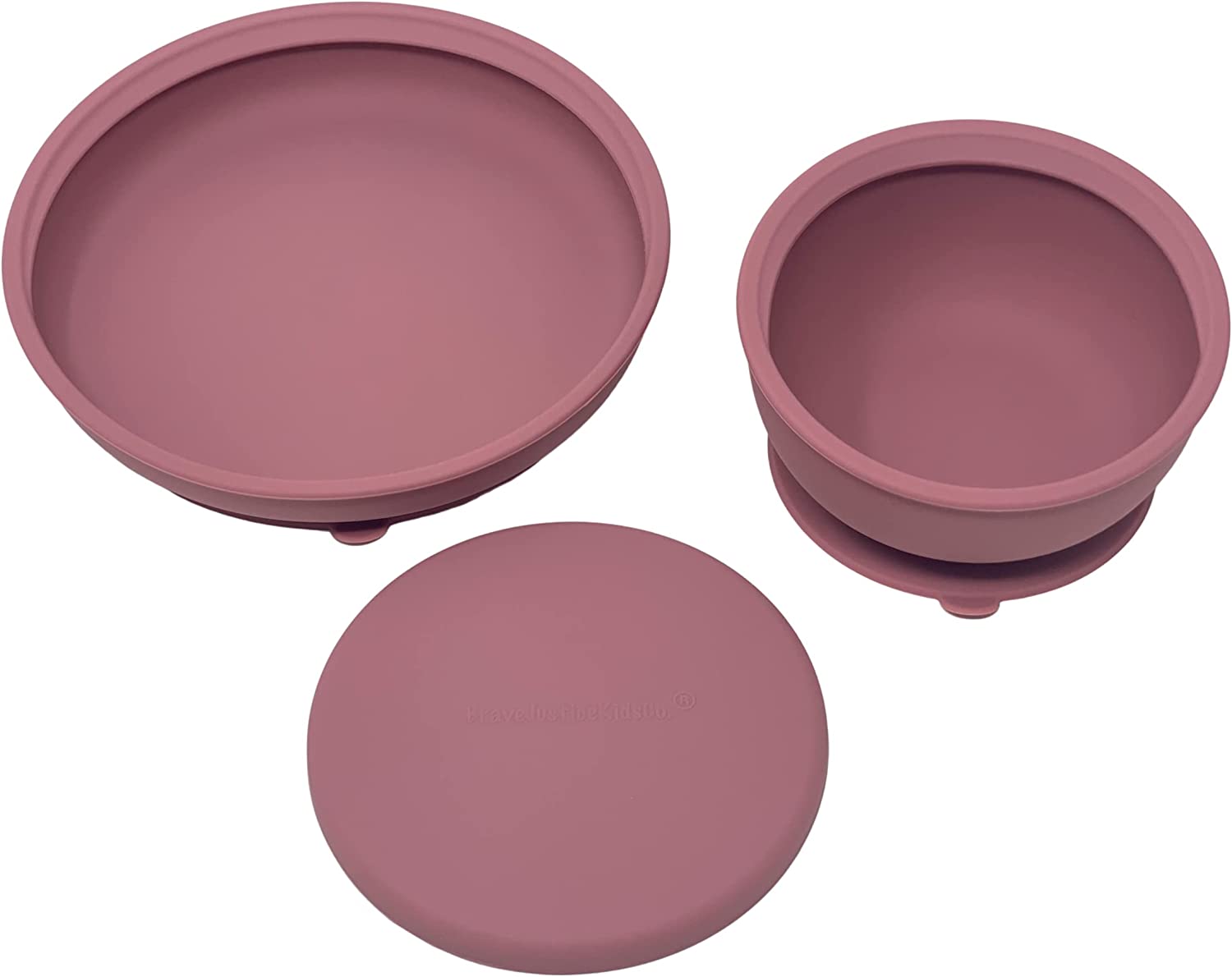 BraveJusticeKidsCo. | Silicone Assist Plate and Assist Bowl Combo Pack for Toddler and Baby | Baby-led feeding