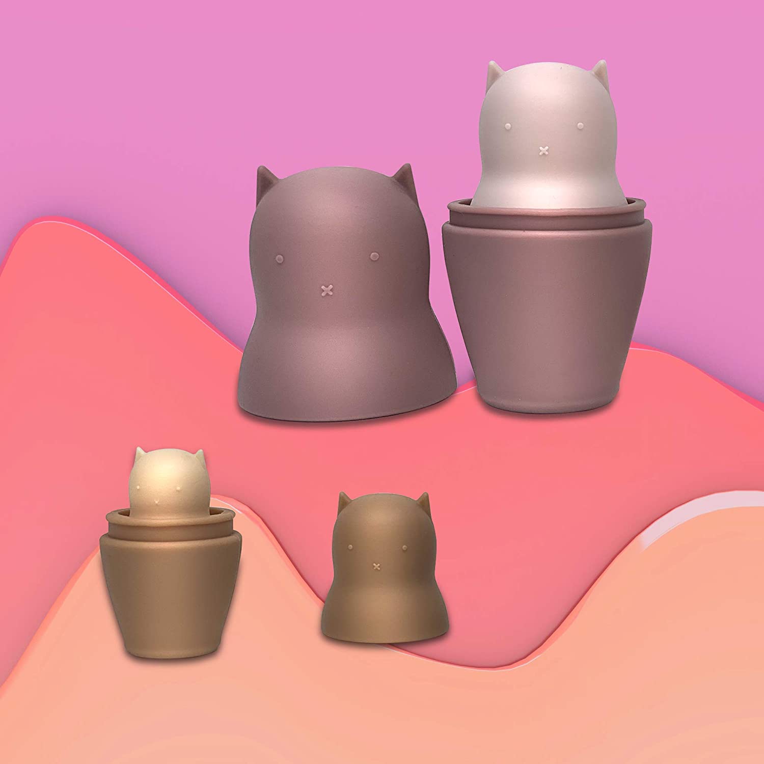 BraveJusticeKidsCo. Hide N Seek Toddler (3+) Silicone Stacking Nesting Dolls Toy: Kozy Kittens