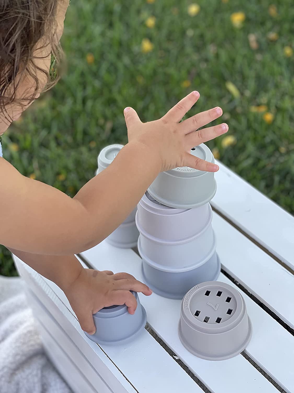 BraveJusticeKidsCo. Silicone Educational Stacking Cups (10 Pieces) | Baby Sorting and Counting | Bath Toys | Shapes, Numbers, & Colors