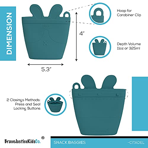 BraveJusticeKidsCo. | Snack Baggie™ Silicone Reusable Food Storage Container for Toddlers