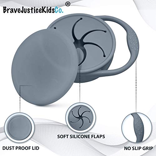 BraveJusticeKidsCo. | Snack Attack Snack Cup | Collapsible Silicone Snack Container | Toddler and Baby Snack Catcher Lid