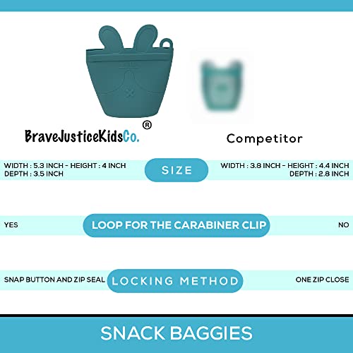 BraveJusticeKidsCo. | Snack Baggie™ Silicone Reusable Food Storage Container for Toddlers