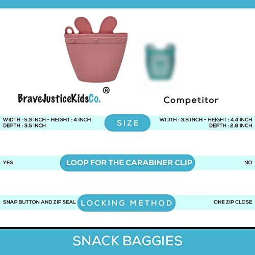 BraveJusticeKidsCo. | Snack Baggie™ Silicone Reusable Food Storage Container for Toddlers