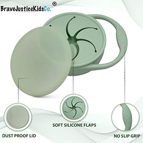 BraveJusticeKidsCo. | Snack Attack Snack Cup | Collapsible Silicone Snack Container | Toddler and Baby Snack Catcher Lid