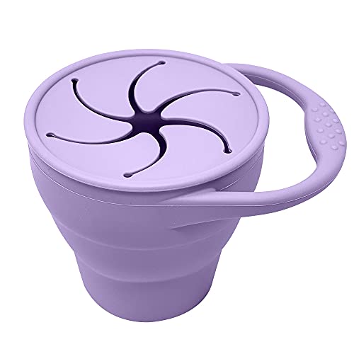 BraveJusticeKidsCo. | Snack Attack Snack Cup | Collapsible Silicone Snack Container | Toddler and Baby Snack Catcher Lid