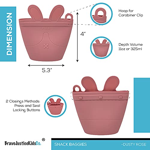 BraveJusticeKidsCo. | Snack Baggie™ Silicone Reusable Food Storage Container for Toddlers