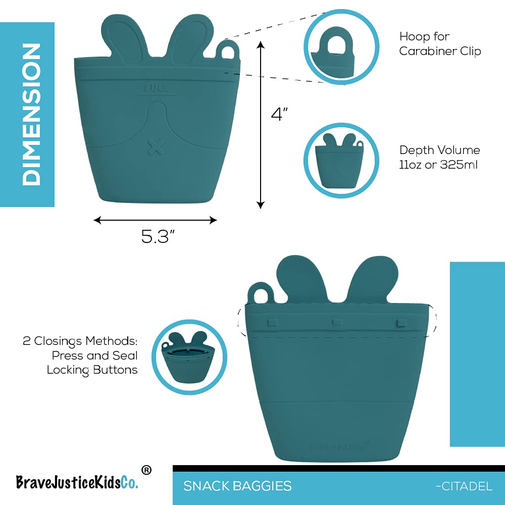 BraveJusticeKidsCo. | Snack Baggie™ Silicone Reusable Food Storage Container for Toddlers