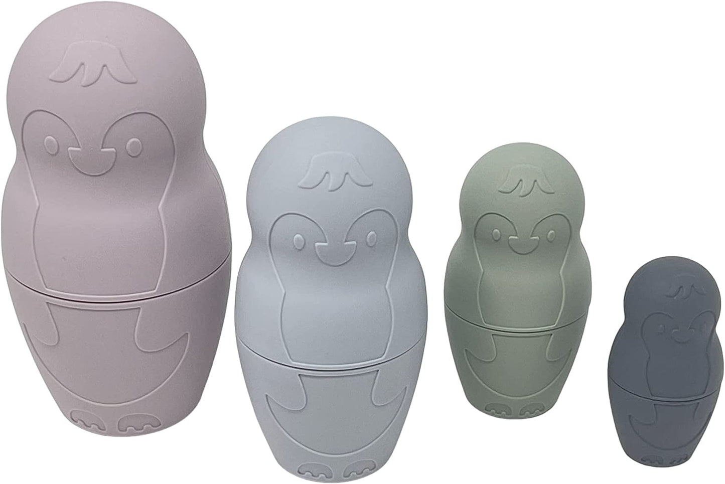 Puffy Penguins Toddler (1+) Silicone Stacking Nesting Dolls Toy : No Small Parts for Baby