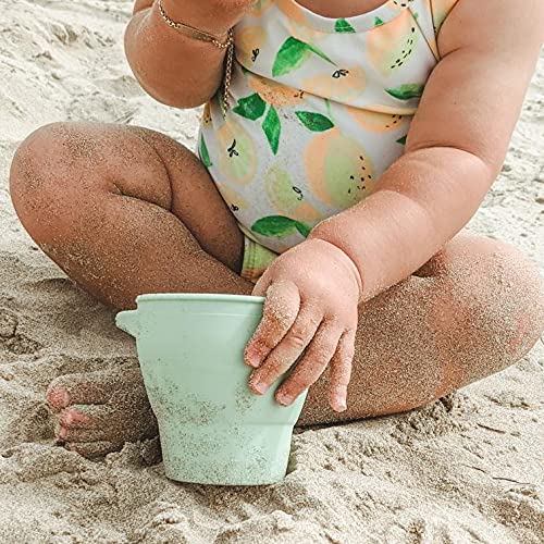 Snack Attack Snack Cup | Collapsible Silicone Snack Container | Toddler and Baby Snack Catcher Lid (Mint Green)