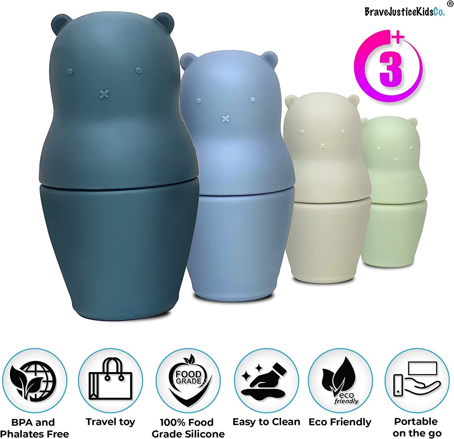 BraveJusticeKidsCo. Hide N Seek Toddler (3+) Silicone Stacking Nesting Dolls Toy : Cuddly Cubs