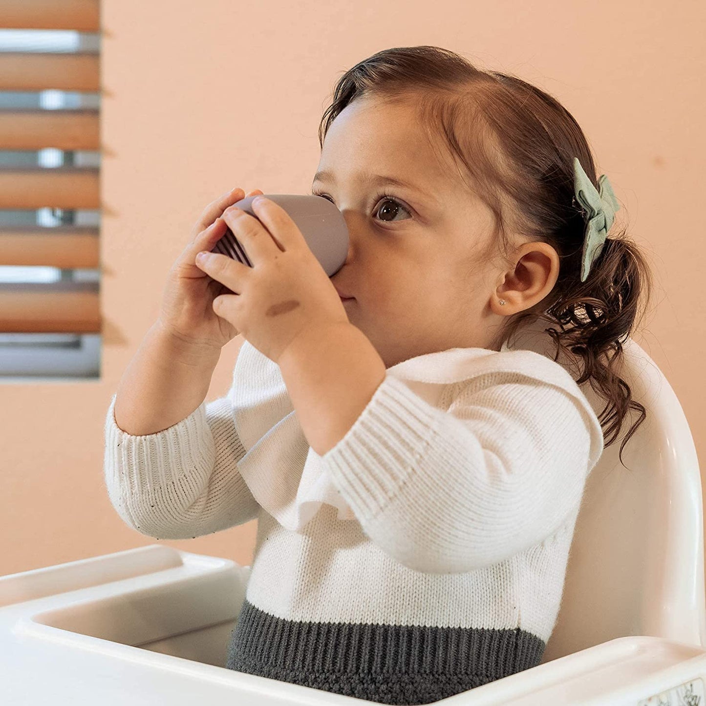 Teenie Tiny™ Silicone Developmental Baby-Led Weaning Drinking Cups (2 pack) (Warm Taupe)