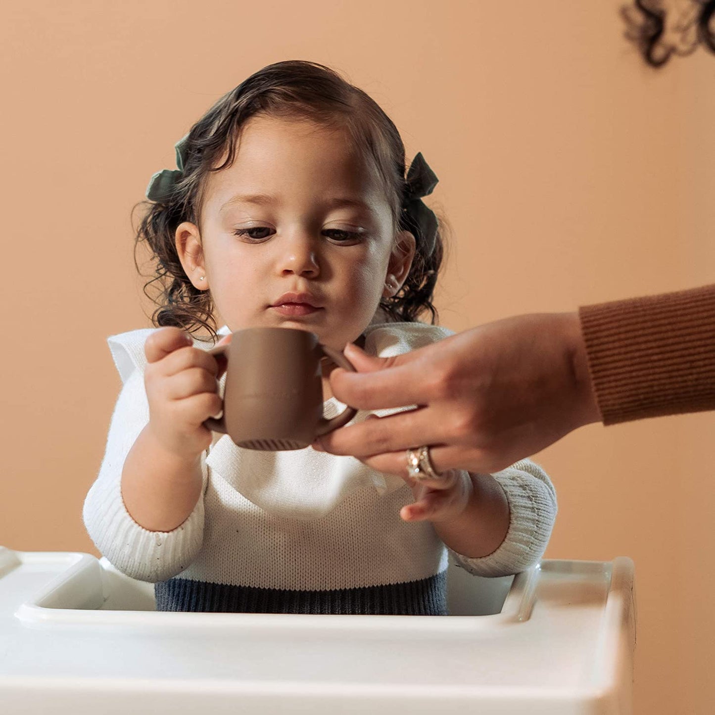 Teenie Tiny™ Silicone Developmental Baby-Led Weaning Drinking Cups (2 pack) (Warm Taupe)